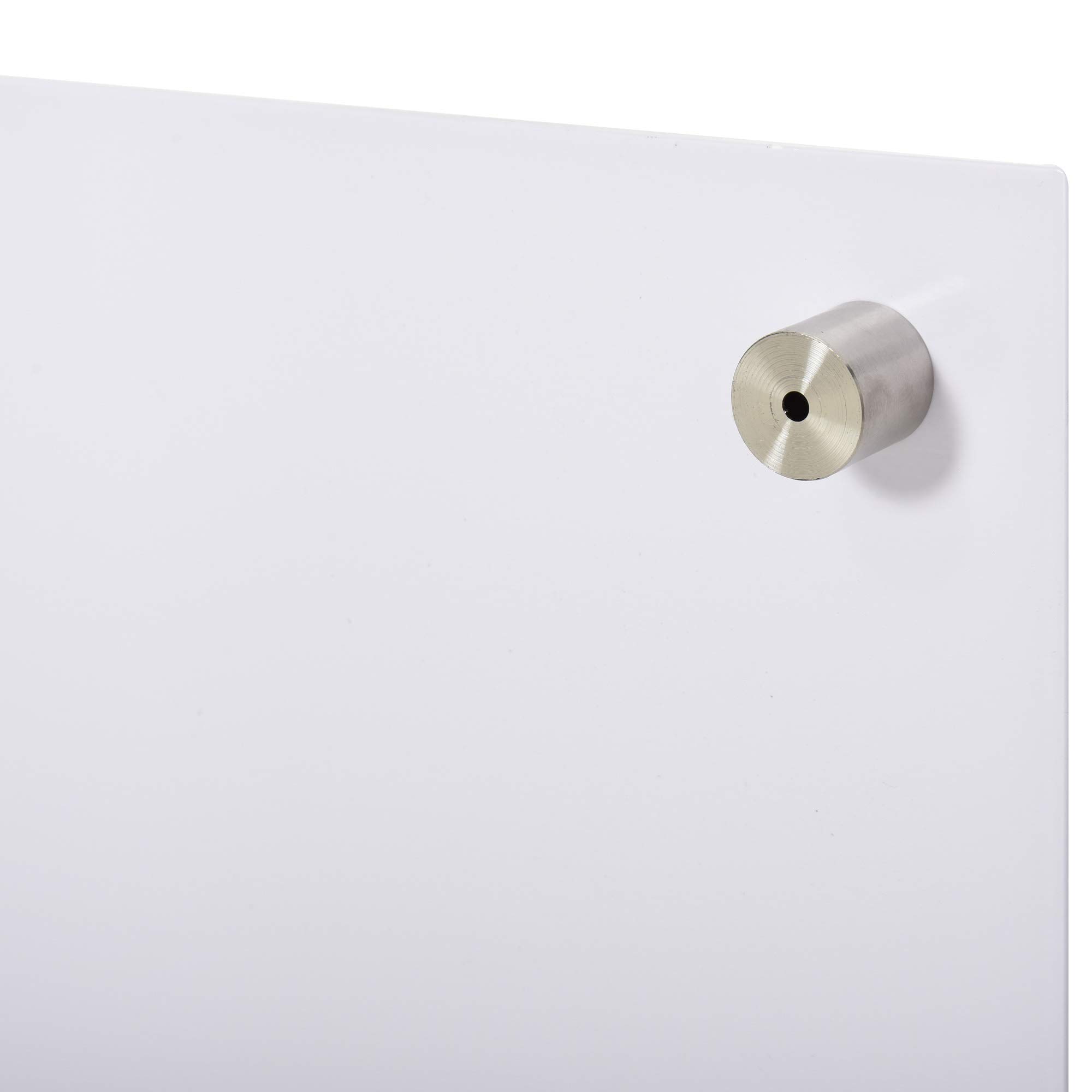 Vinsetto Pizarra de Cristal con Bandeja sin Marco 90x60x0,45 cm Blanco | Pizarra de Pared, Incluye 4 Rotuladores y Borrador