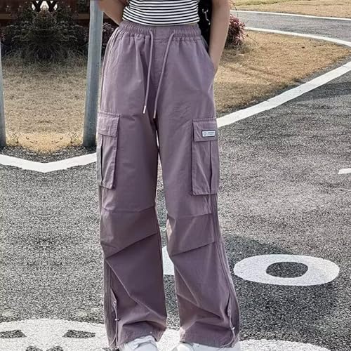 Cargo Pants for Teen Girls Y2k Fashion Streetwear High Waist Kids Sweatpants Wide Leg Baggy Casual Trouser 3-10 Years2