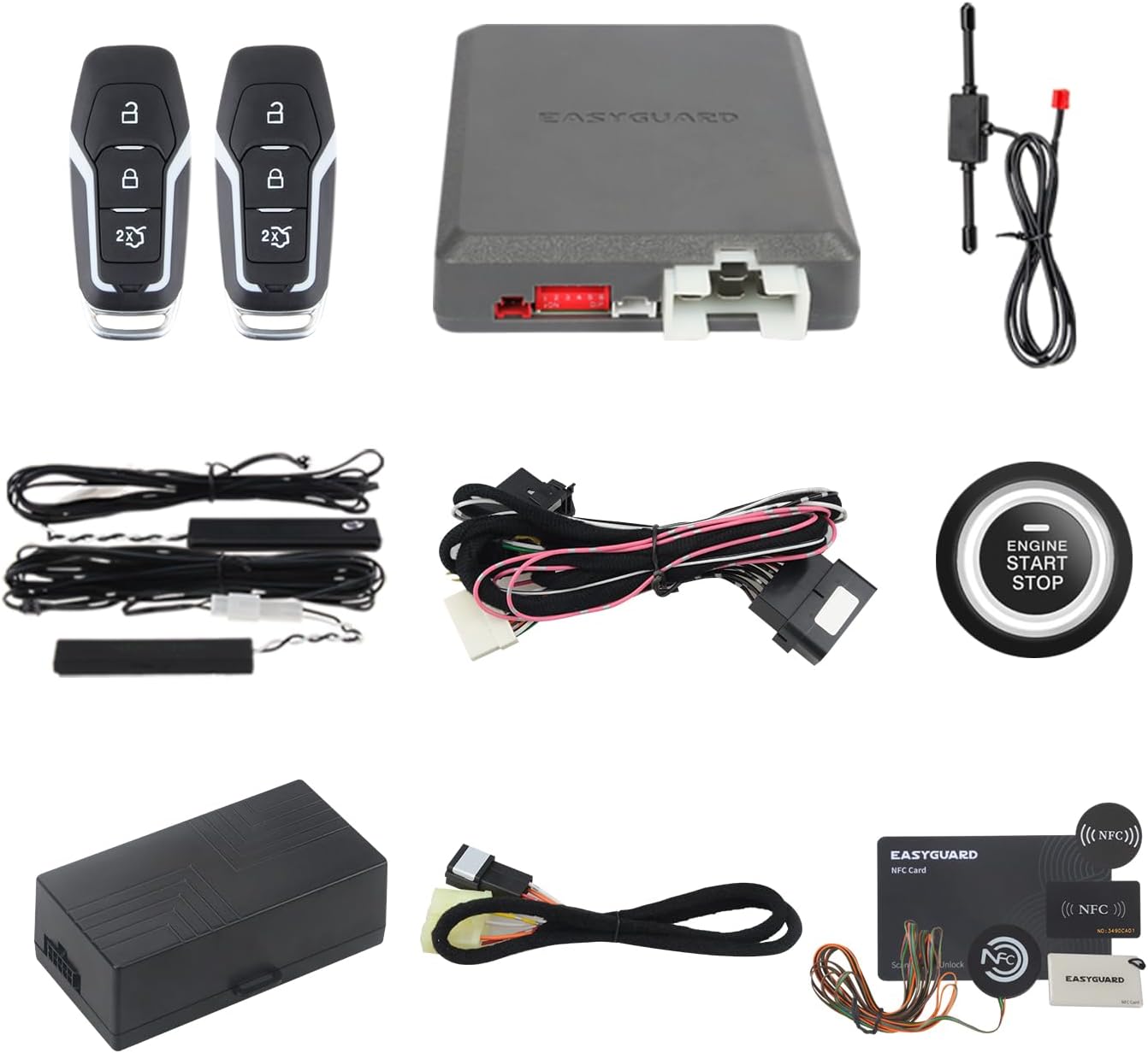 EASYGUARD Semi Plug and Play, PKE Remote Starter kit, with Passive keyless Entry, Push Start Button, keyless Start, Fit for Key Start Gas Engine Ford F150 2015-2020 only