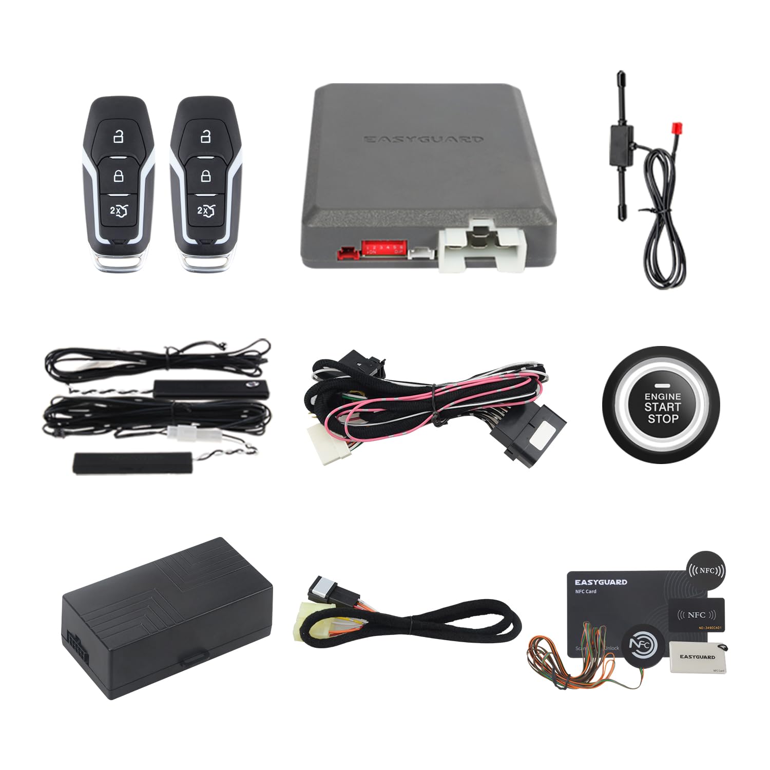 Photo 1 of EASYGUARD Semi Plug and Play, PKE Remote Starter kit, with Passive keyless Entry, Push Start Button, keyless Start, Fit for Key Start Gas Engine Ford F150 2015-2020 only