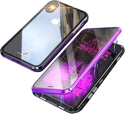 Amazon Co Jp Iphone Xr ケース アルミ バンパー 透明 両面 強化ガラス 360 全面保護 アイフォンxr カバー マグネット式 ワイヤレス充電対応 軽量 薄型 擦り傷防止 耐衝撃 紫 黒 家電 カメラ