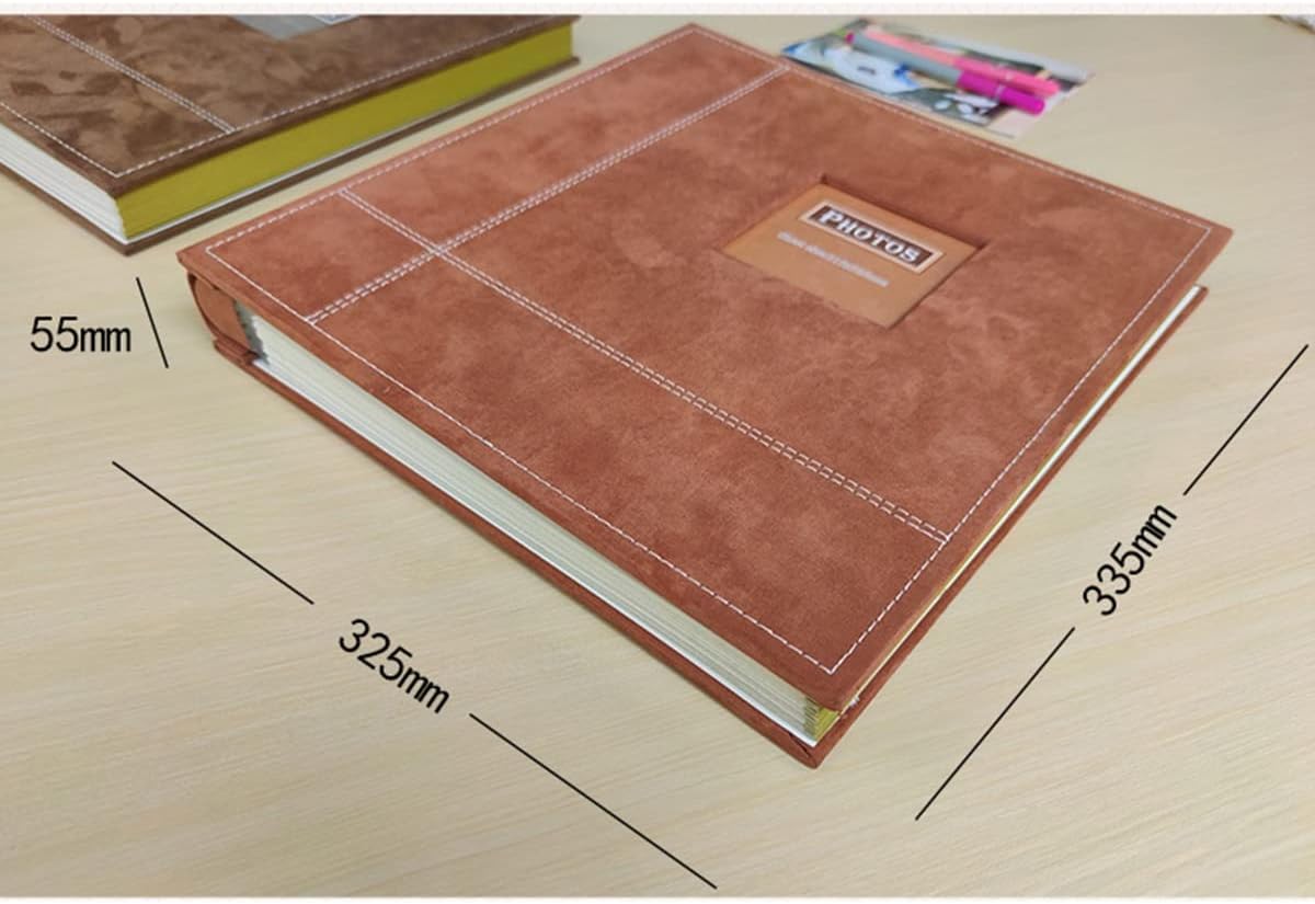 Self-Adhesive Photo Album Flannel Photo Album Photo Album 18 Inch Photo Album Film DIY Used for Wedding Guest Anniversary (Color : Beige Size : 32.5x33.5x5.5cm) (Coffee 32.5x33.5x5.5cm)