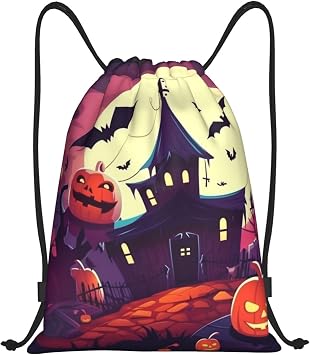 happy halloween Drawstring Backpack Lightweight Drawstring Bag for Men Women Gym Bag Sports Sackpack Small