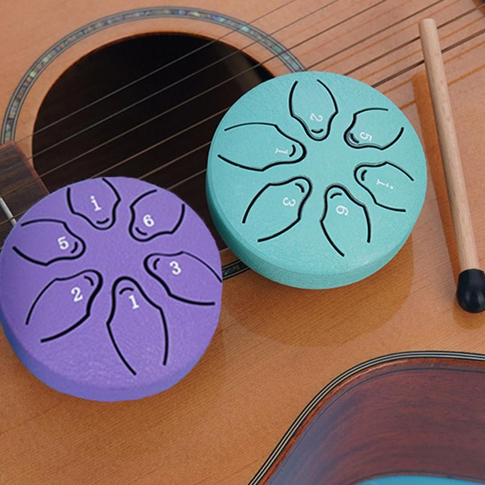 Rain Drum for Outside, 2024 Upgrade Ethereal Drum, Steel Tongue Drum Rain Chime, Mini Handpan Drum 3 Inches 6 Notes, Music Chimes Instrument for Rain Outdoor Garden for Kids (Green) — view 6