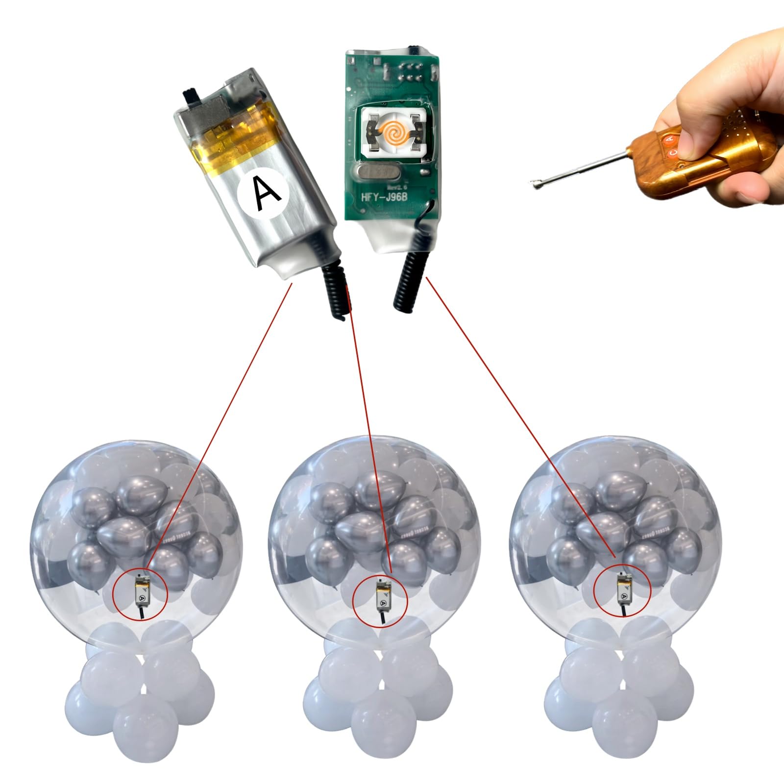 Wiederverwendbarer Balloon Popper-Controller mit einer Reichweite von 30 Metern, kompakte und praktische Design für jede Art von Party-Hochzeits - Veranstaltung (1-4)