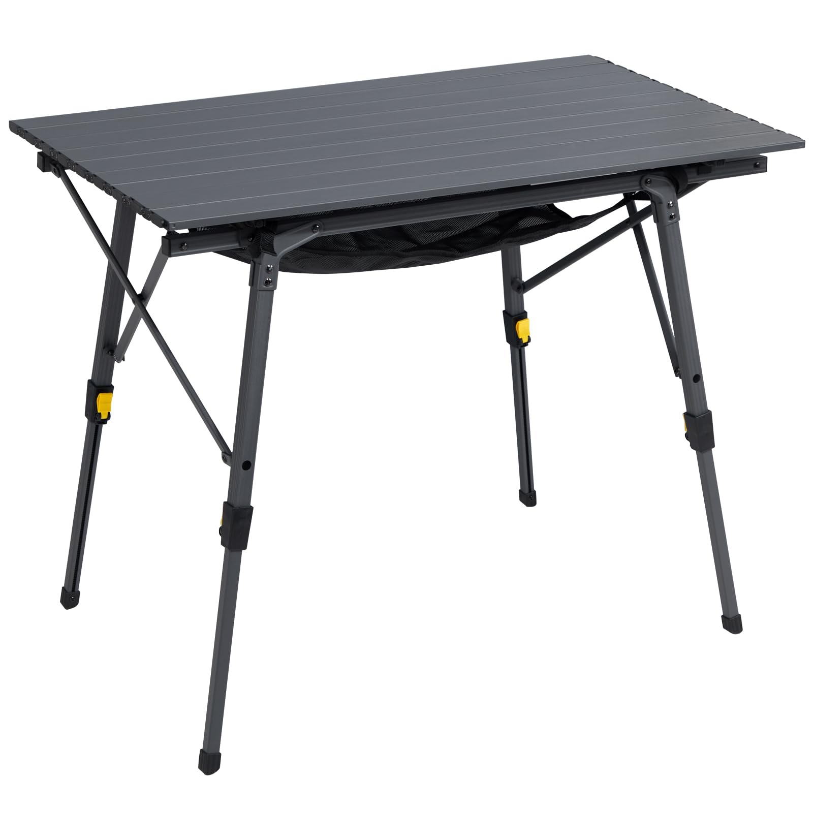 Portal Mesa de camping plegable, altura regulable, aluminio, 90 x 53 cm, para 4 personas, ligera, plegable, color gris