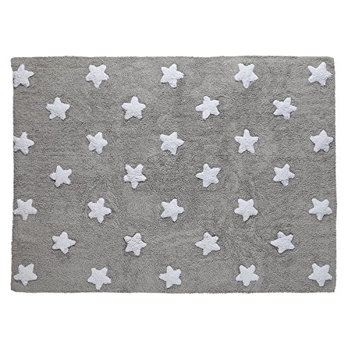 Lorena Canals C-G-SW Grey Stars White Washable Rug, Grigio