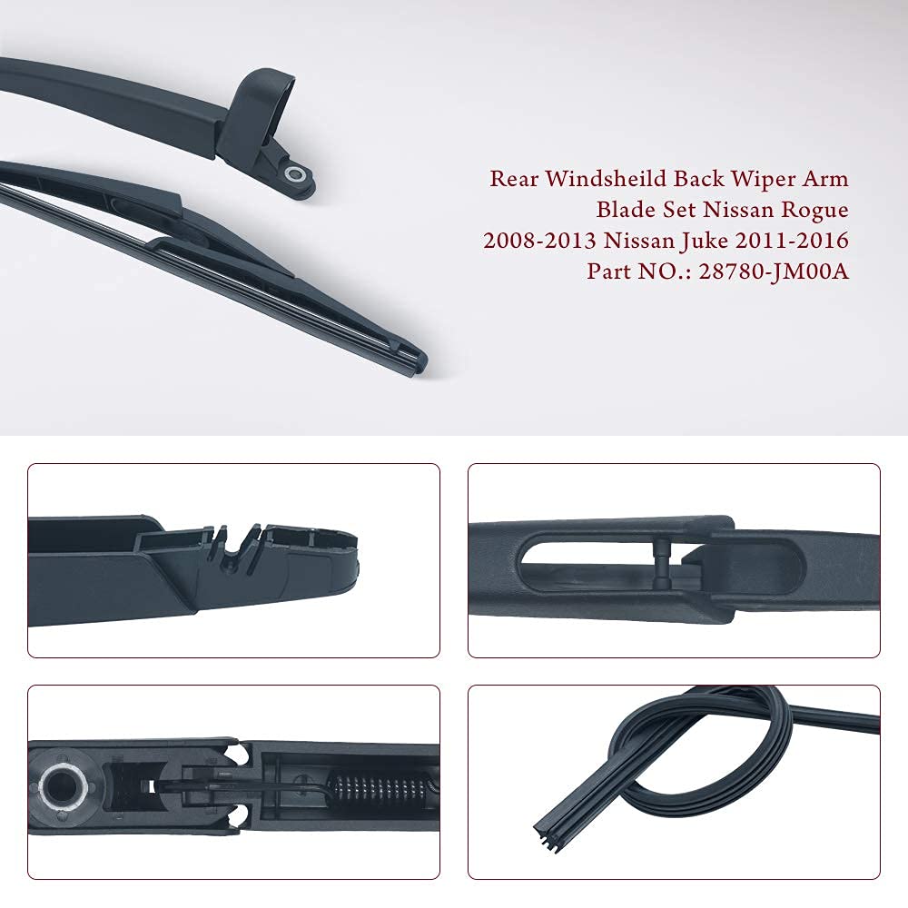 Ridorid Rear Wiper Arm & Blade Kit For Nissan Rogue (2008-2013) & Juke (2011-2016) – Direct Replacement #28780JM00A