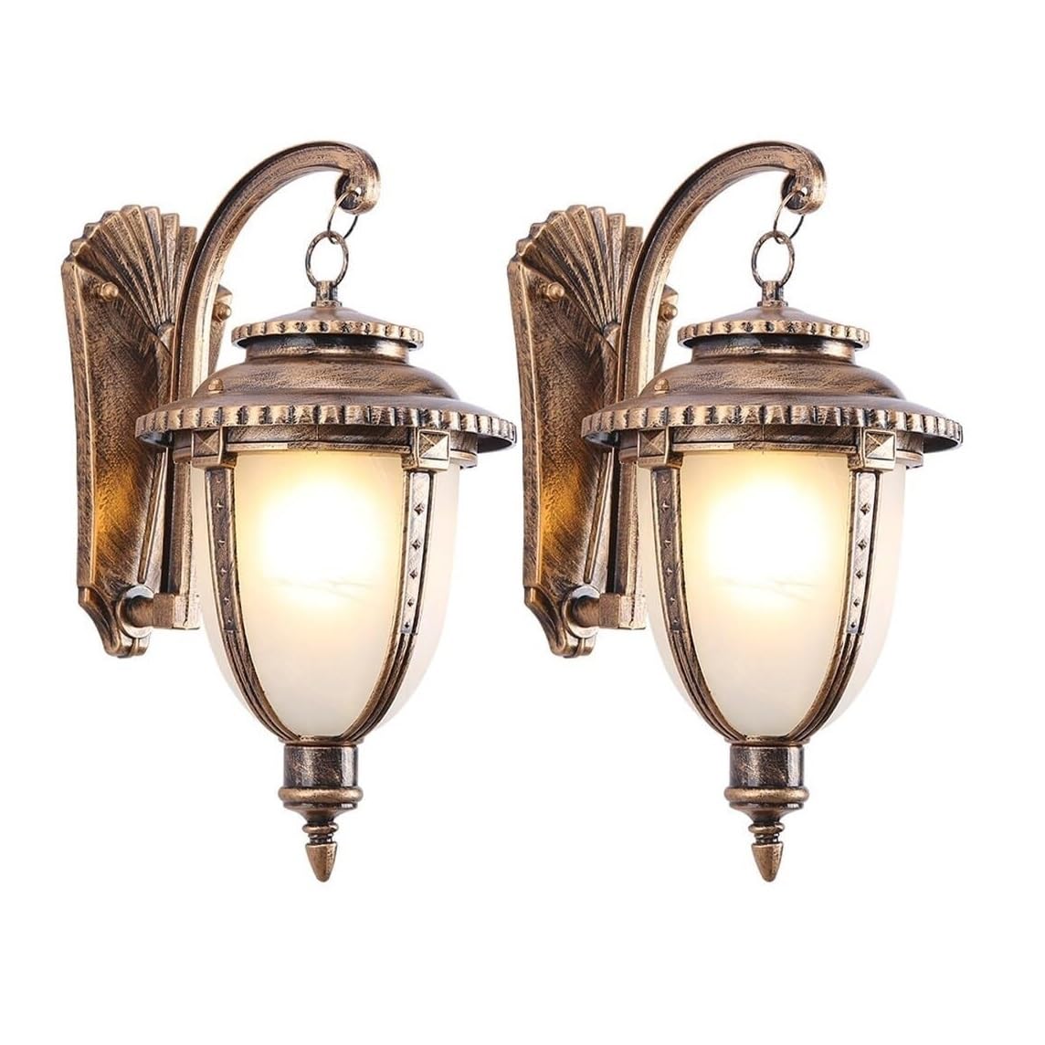 CVdrtyED Outdoor Wall Lights Waterproof Outdoor Wall Lights Aluminium Sconce E27 Glass Lantern Garden Mounted Lamp for Patio Balcony Durable Porch(Bronze,2 Pack)