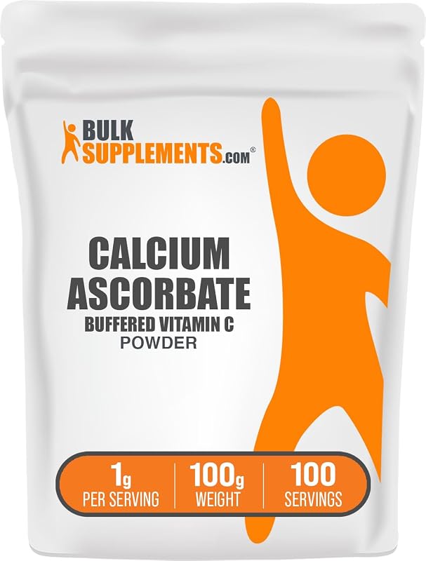 BulkSupplements.com Calcium Ascorbate Powder - Buffered Vitamin C Supplement, Calcium Powder - Vegan & Gluten Free, 1g per Serving, 100g (3.5 oz) (Pack of 1)
