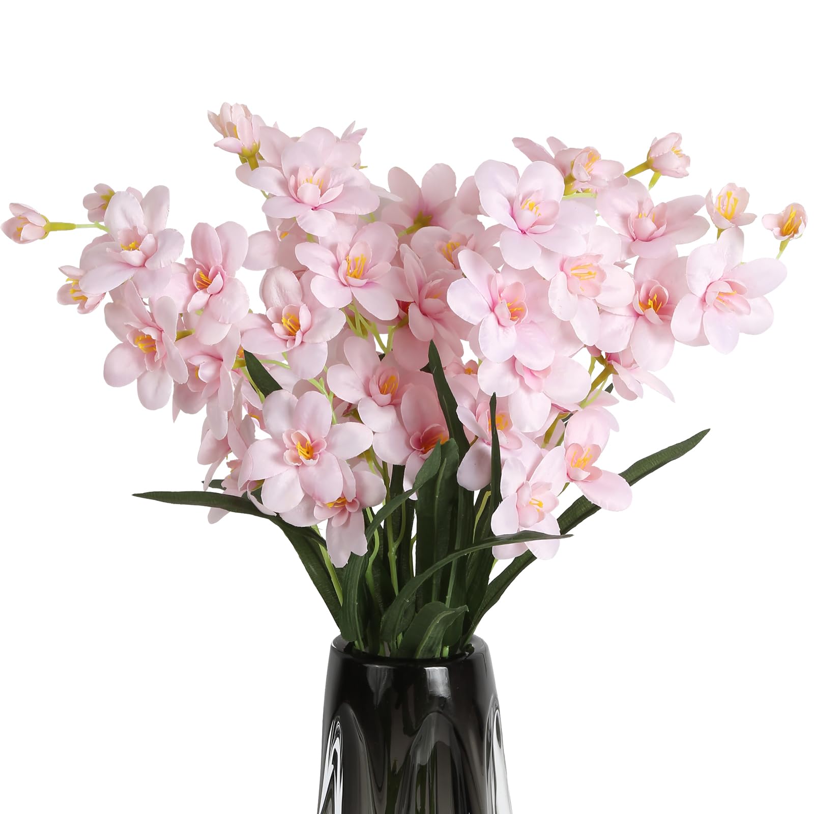 Artificial Orchid Flowers 8PCS Pink Orchids Silk Flowers 25.20" Pink Orchid Fake Flowers Cattleya Faux Flower with Stem for Home Decor Wedding Table Centerpiece Floral Arrangements (Pink)