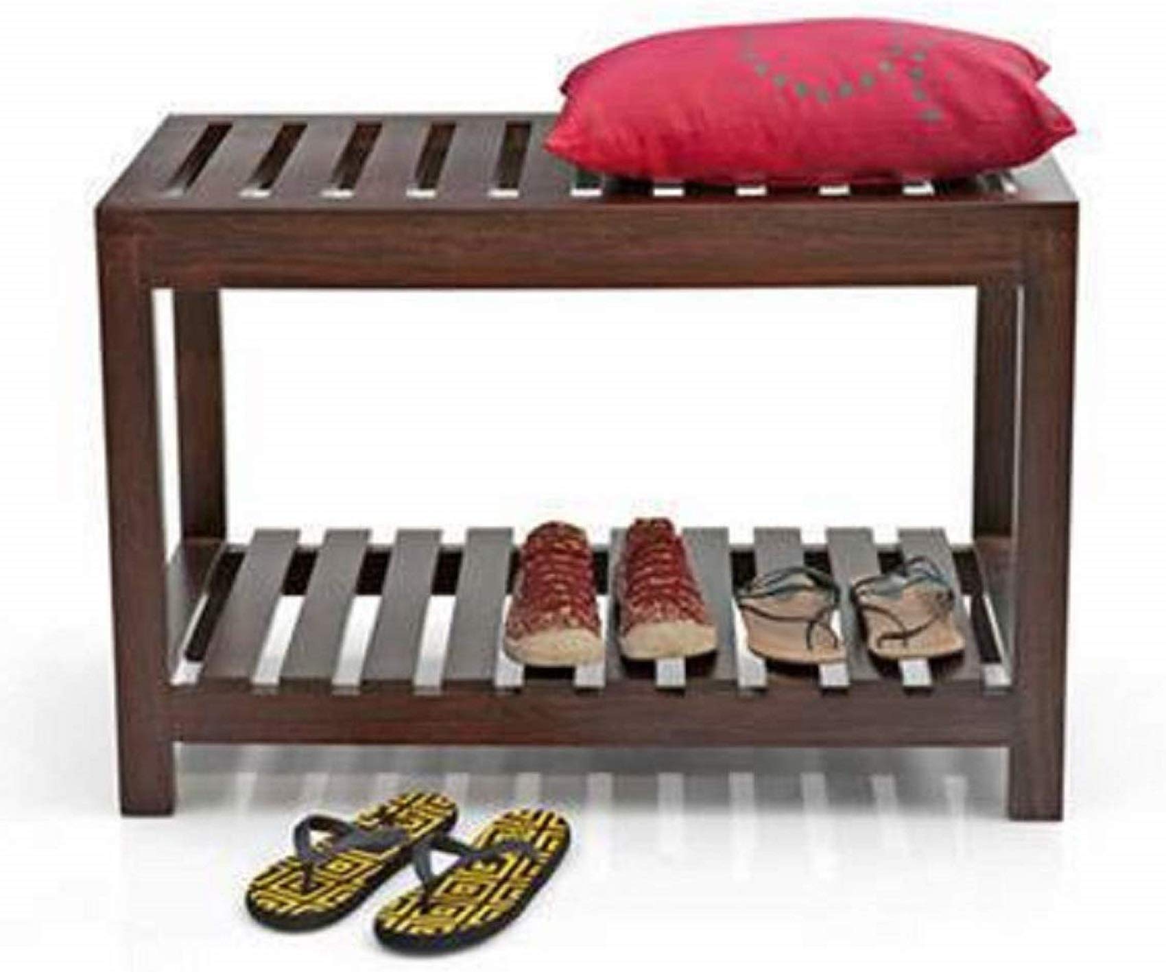 WOODSTAGE Solid Sheesham Wood Round Shape 24 Pairs Shoe Rack with Wheels for Home (Natural Finish) (B0BD5QM6YF) Amazon Price History, Amazon Price Tracker