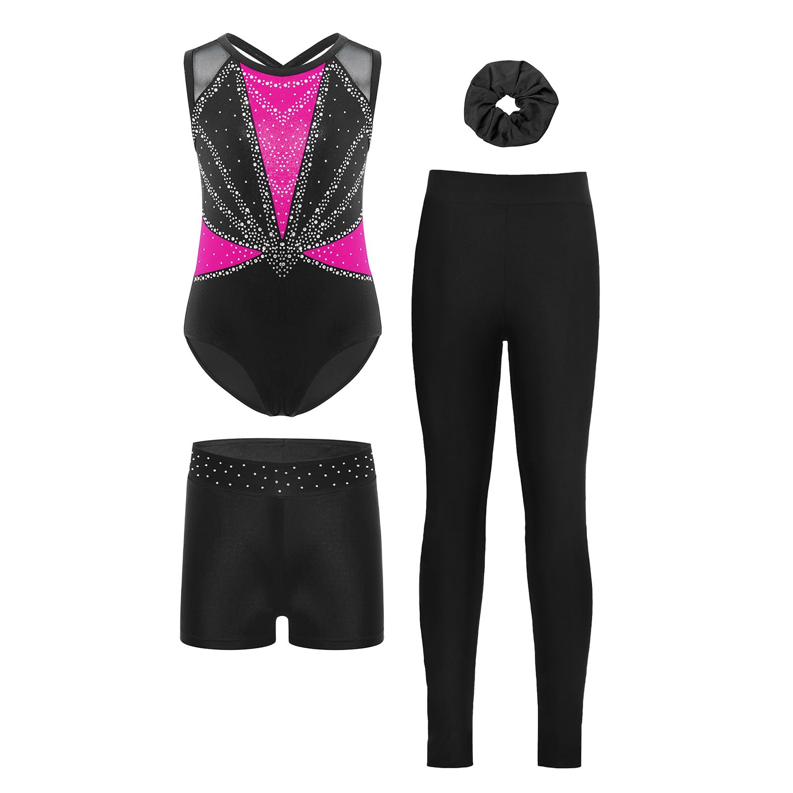 CHICTRY Bambini Body Ginnastica Ritmica Bambine Con Shorts Set Leotard Ginnastica Pezzi Bambine Outfit Per Allenamento Body Ritmica Sport