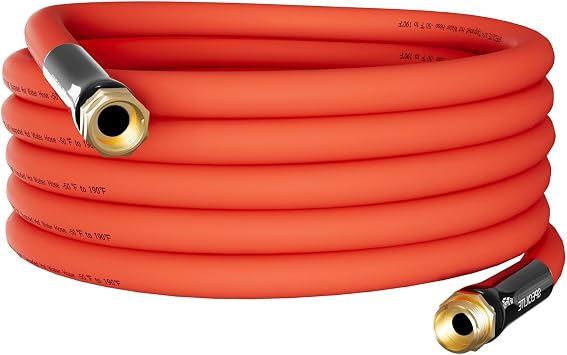 SPECILITE 3/4" Hot/Cold Garden Water Hose 25 ft,50F-190F,Flexible & Lightweight With 3/4" Brass Fittings for Yard, Outdoor, Farm, Red