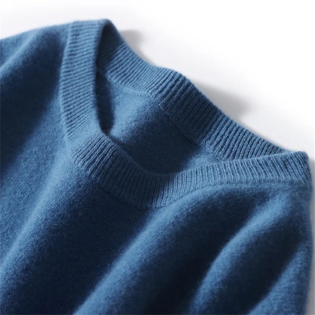Jersey De Punto con Cuello Redondo para Hombre, Suéter Básico Informal De Cachemira De Color Sólido
