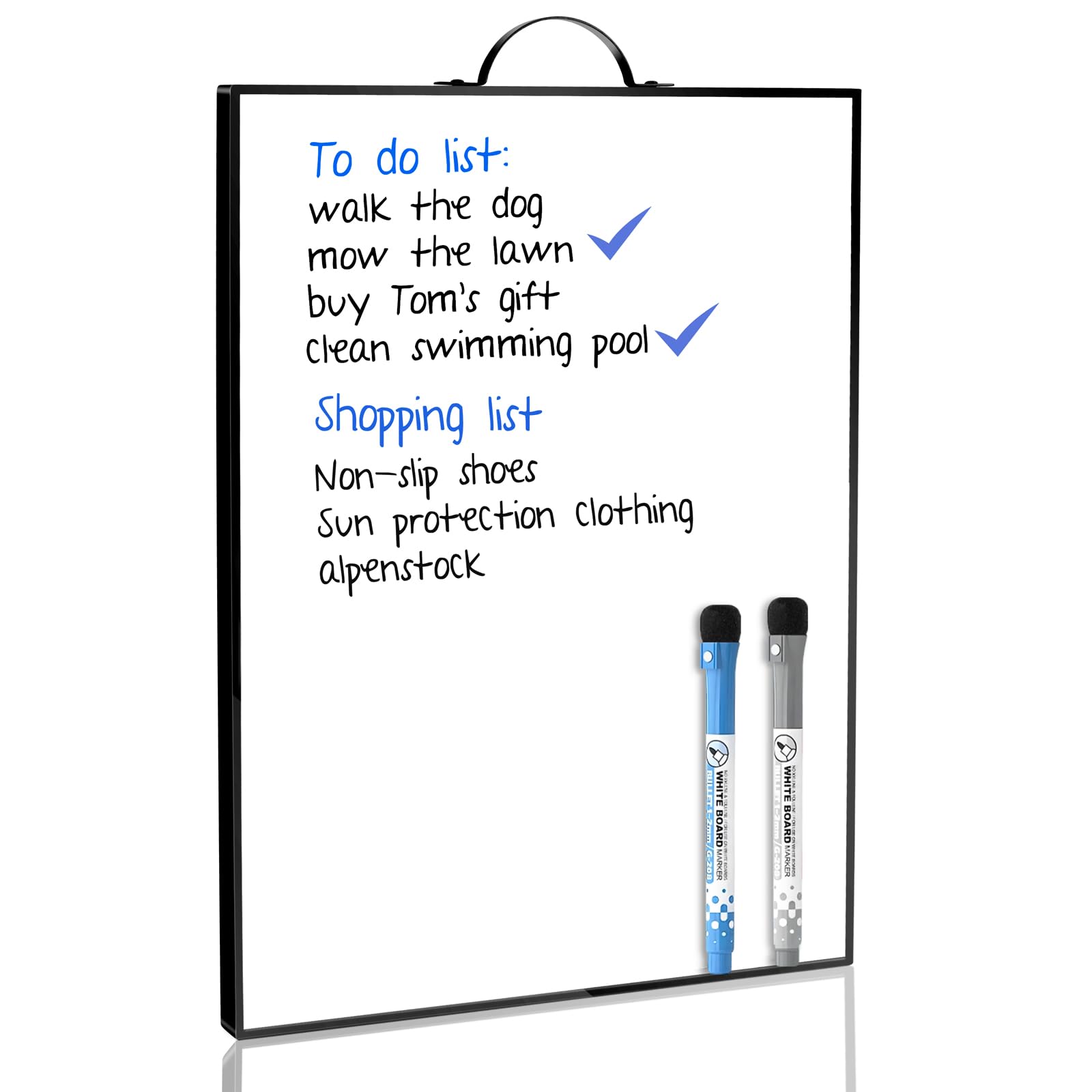 Small Dry Erase Whiteboard for Wall, 16" x 12" Portable Magnetic Surface White Board with Holder, Hanging Aluminum Framed Mini Cute Message Board &2 Markers for Office Home Kitchen Dorm School