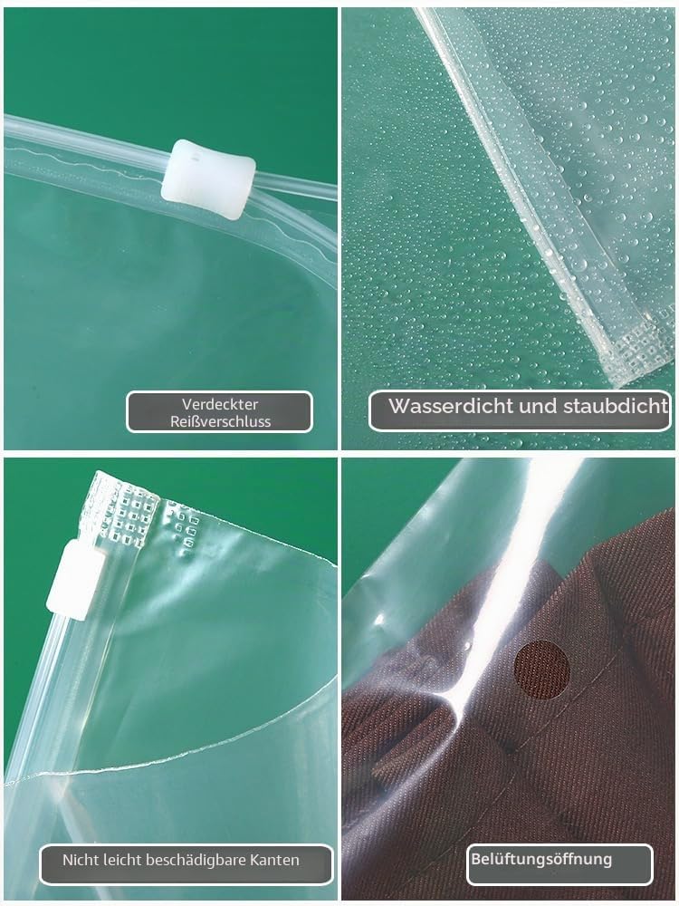 20 transparente Kleidertaschen mit Reißverschluss, große Reisekleidung, Aufbewahrungstaschen, wiederverschließbar, große Kunststoff-Gepäcktasche für Mäntel, sperrige Kleidung, Badetücher und