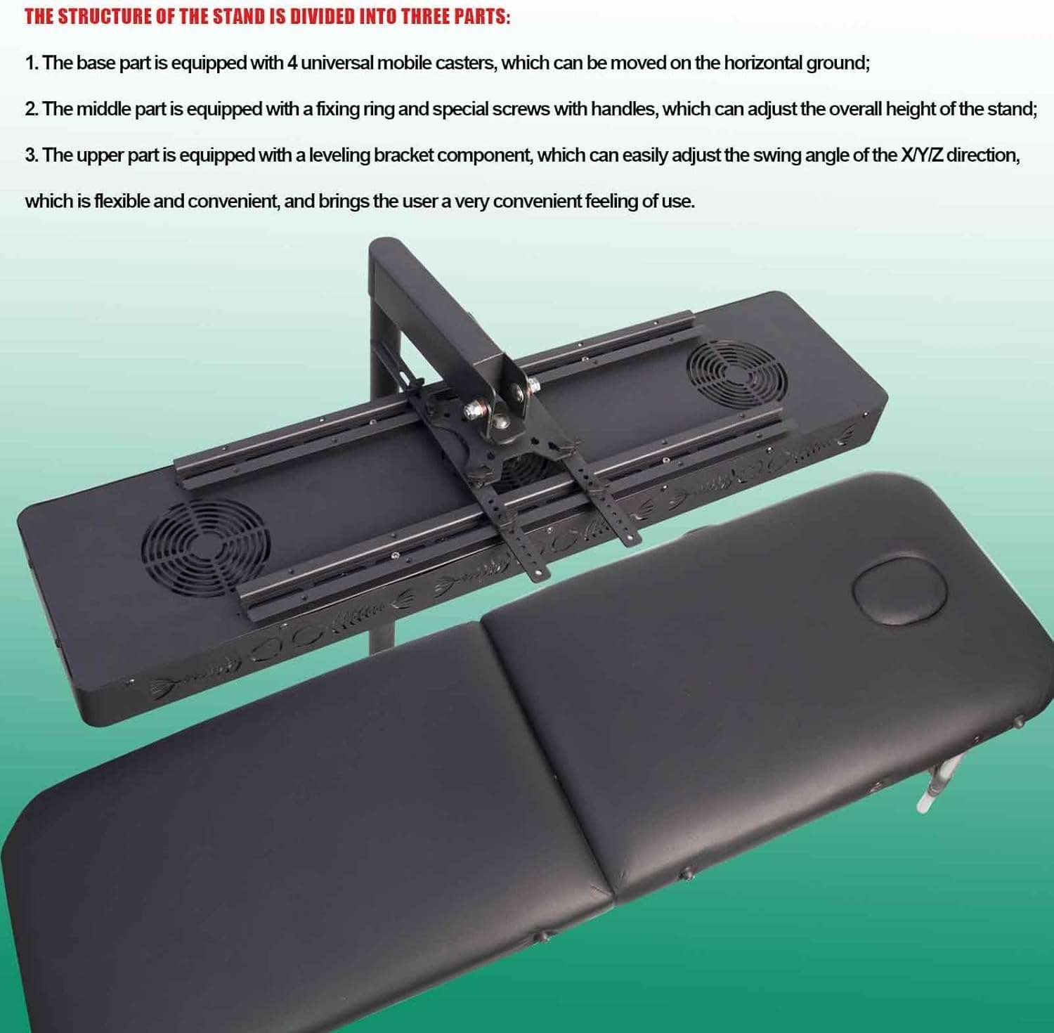 Red Light Therapy Stand, Universal Stand for Red Light Therapy Panel Stand Near Infrared Light Stand LED Therapy Devices Mobile Hanging Bracket Lamp Holder, Adjustable Height & Any Angle, Wheel Locks