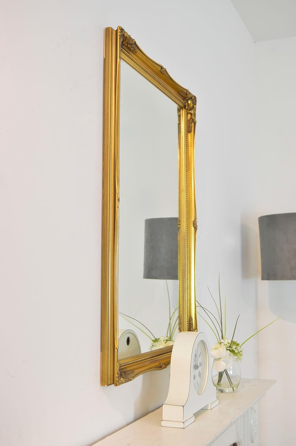 Modec Mirrors New Large 34" X 24" Shabby Chic Style Swept Glass Wall/Hall Mirror-6 Colours Available, Gold, 30" x20"