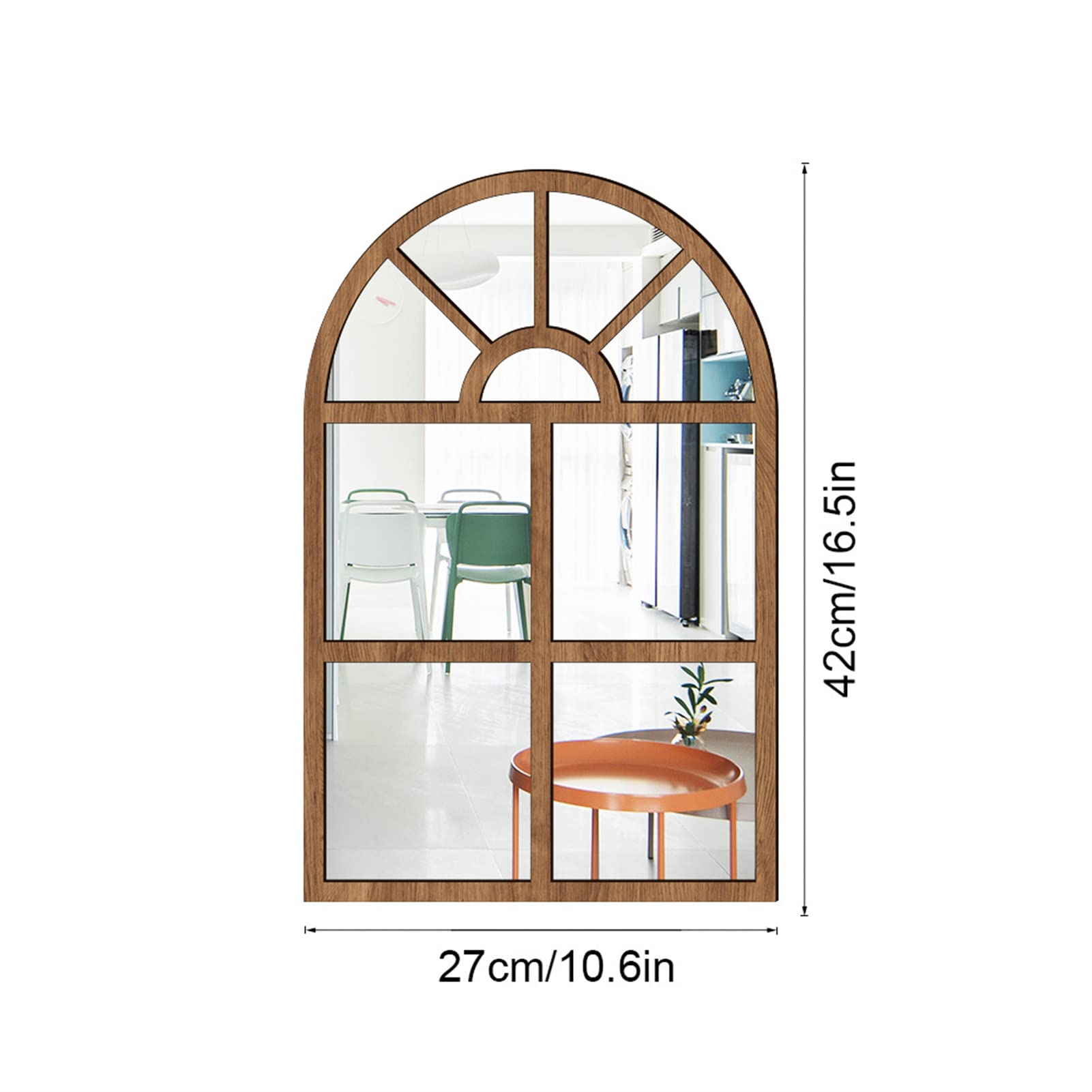 COSTWAY Wandspiegel Mit Fensteroptik – 60x90 Cm, Rustikal Braun, Metallrahmen | Vintage-Spiegel Für Flur & Wohnzimmer