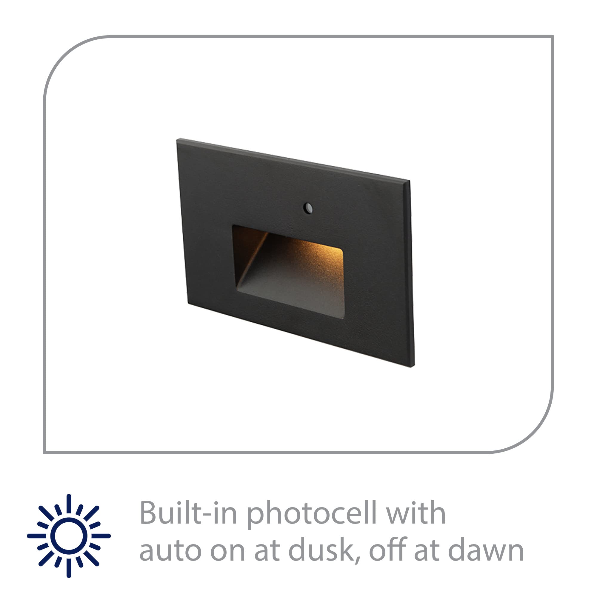 WAC Landscape Lighting, LEDme 120V LED Horizontal Indoor and Outdoor Step and Wall Light with Daylight Photocell Sensor 2700K Built-in LED in Black