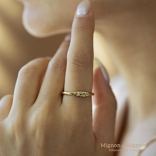 Miniatura 2 de Custom Birth Flower Ring for Women Christmas Personalized Gift Mom Ring Personalized Stacking Dainty Engraved Matching Friend Bridesmaids Promise