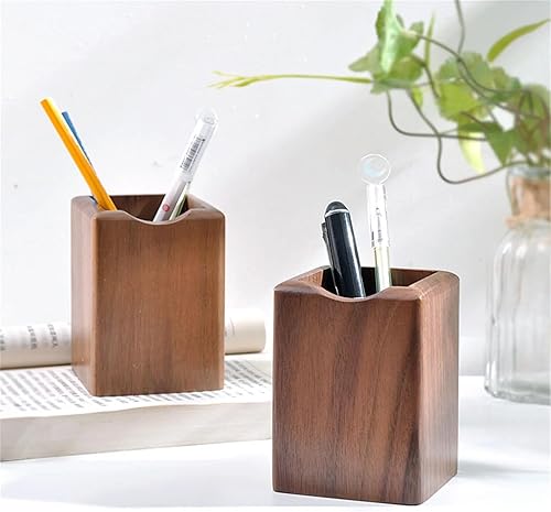 Miniatura 4 de Paquete de 2 soportes de madera para lápices, multiusos, de madera natural, para lápices, ollas, organizador de escritorio, caja de almacenamiento