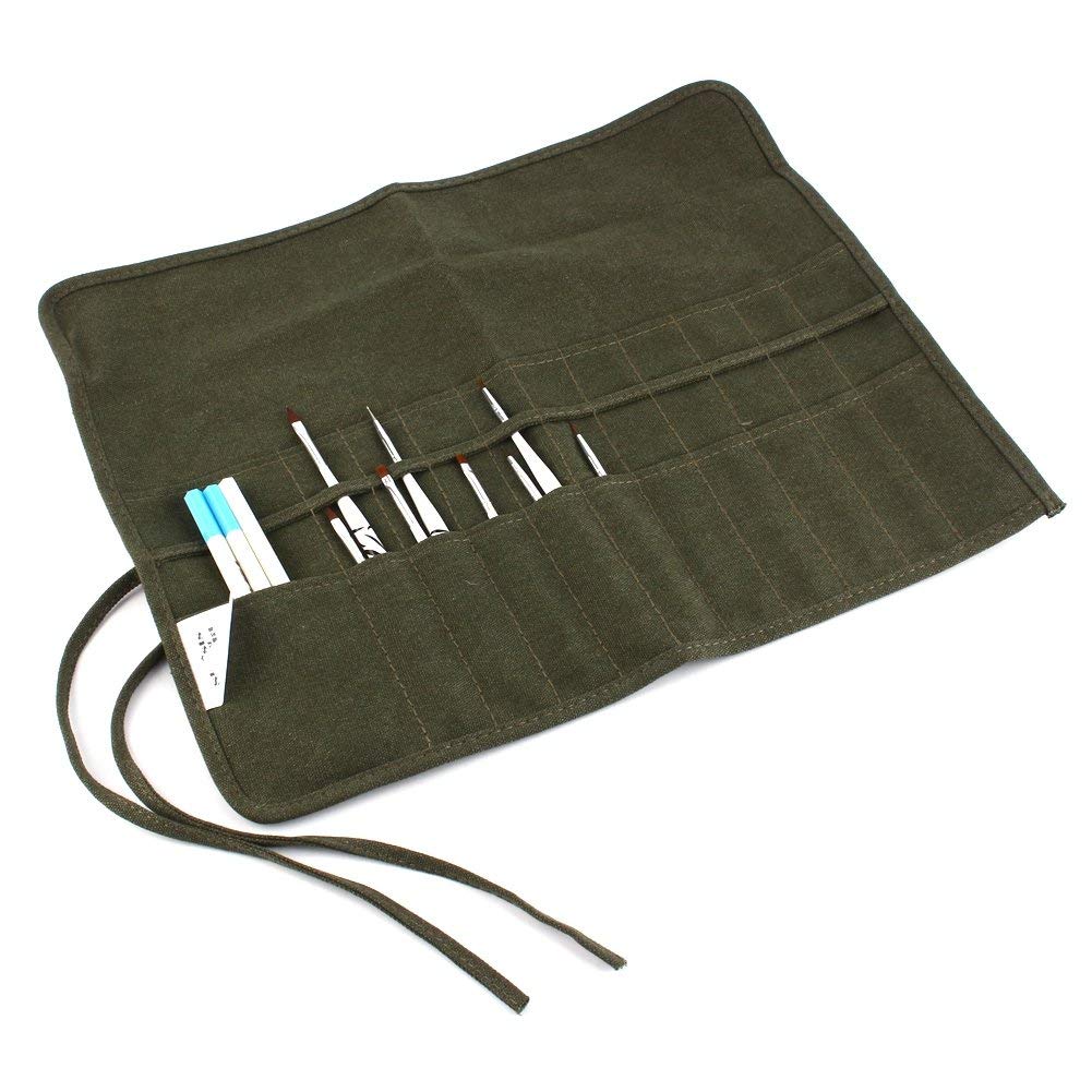 Oumefar Paint Brush Holder ,22 Slots Paint Brush Storage for Acrylic Oil Watercolor Gouache Artist Paint Brush Roll Canvas Pouch for Artist Pen Brush