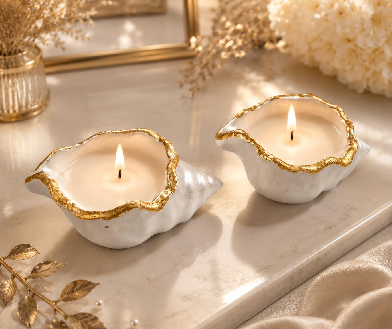 Luxury Scented Candle Gift | Handmade Soy Wax Aromatherapy Candle | Hand-Poured Soy Wax, Decorative Shell Bowl, Gold Detailing, Home Décor, Weddings & Celebrations-image-27