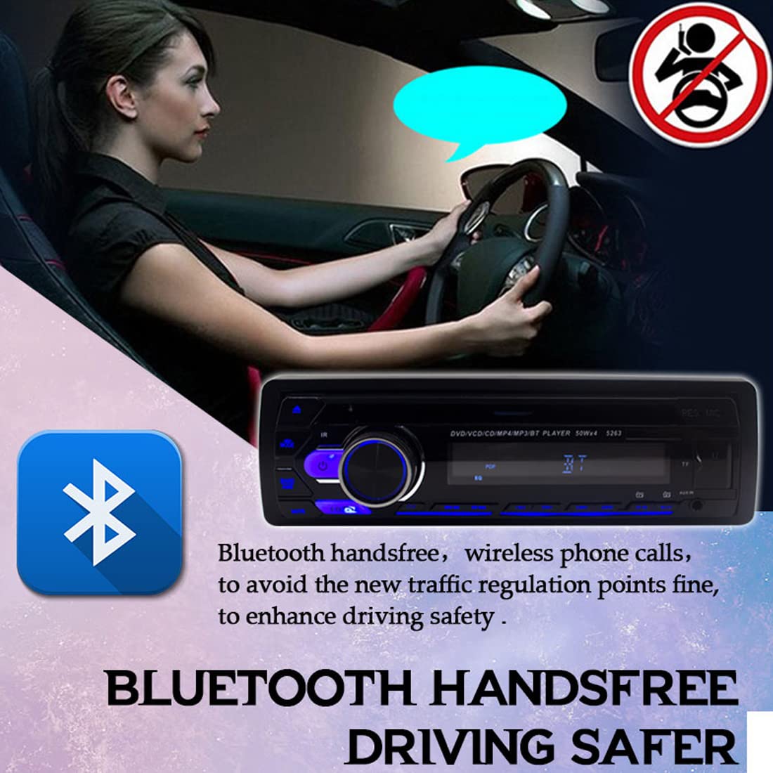 24V Bluetooth autoradio Headunit Lecteur CD DVD Unique 1 Din autoradio Mains libres/MP3/USB/SD/AUX/FM avec Port ISO