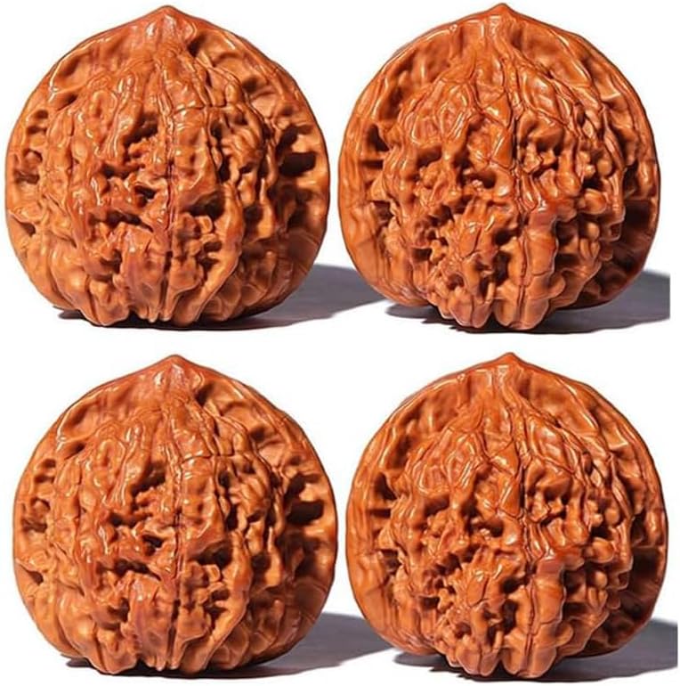 Beavorty 4 Pcs Walnut Hand Massage Balls Hand Exercise Strengthener Muscle Roller Baoding Balls for Stress Relief and Meridian Acupoint Massage