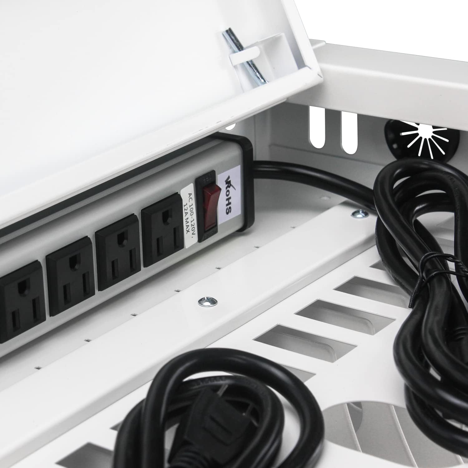 Leavader 16 Device Charging Cart - Portable Table Top Charging and Storage Cabinet for iPads, Tablets, Chromebooks and Laptop Computers with Lock, Surge Protection for Classroom or Office