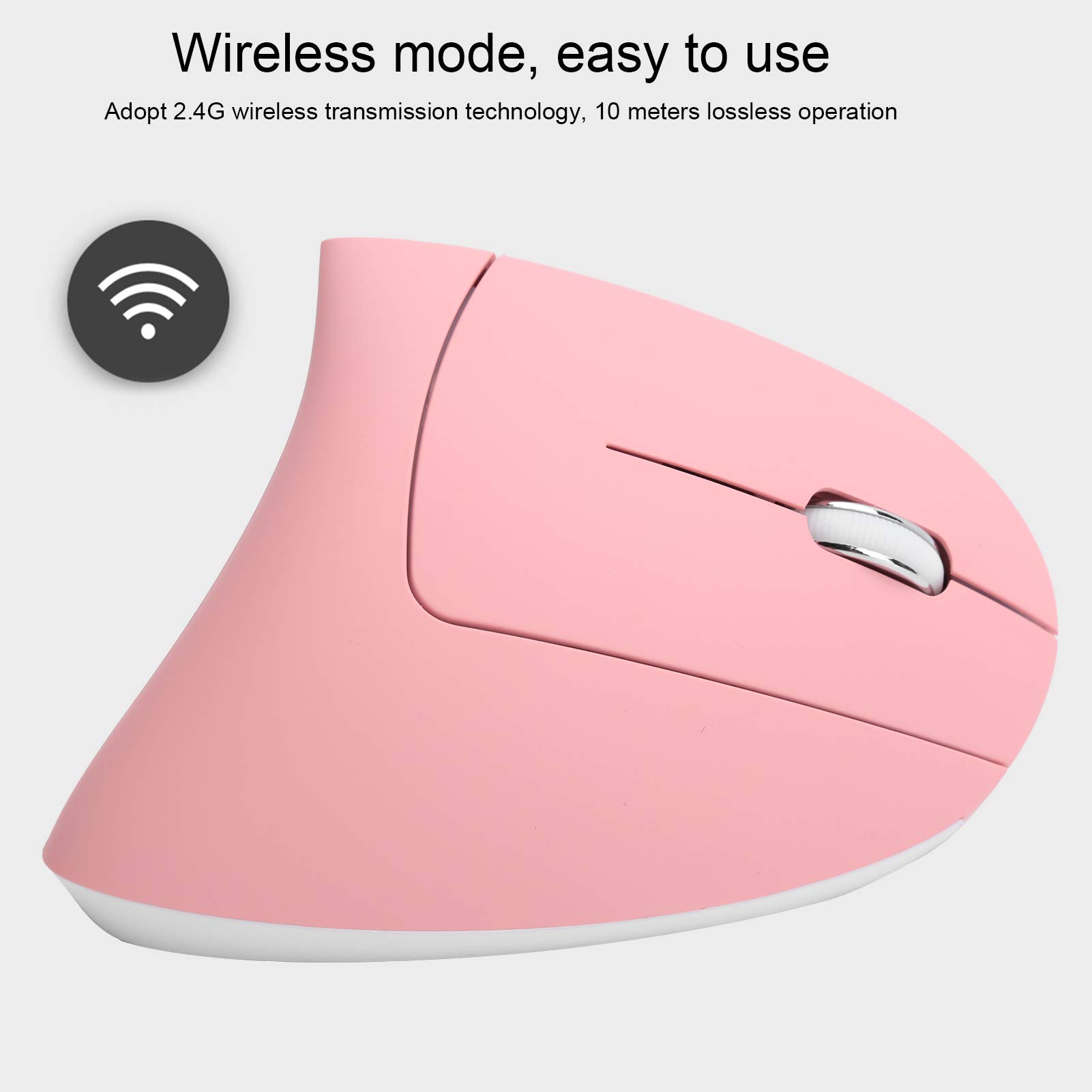 Ergonomic Vertical Mouse, 2.4G Optical Game Mouse, RGB Backlight, Adjustable 4-Level 2400DPI, 6 Button For PC/Laptop Desktop(White