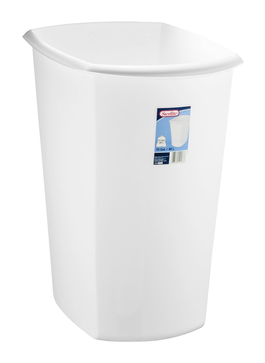 Wastebasket, Rectangular, White, 10Gallons Industrial