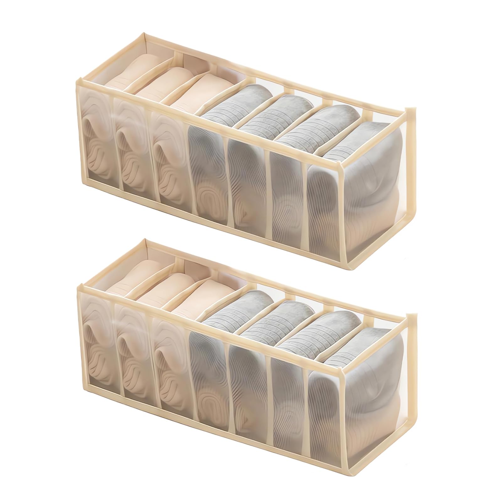 Organizer Cassetti 2 Pezzi CORTNEY - Griglie Pieghevoli Per Intimo E Accessori (Bianco) - Foto 9