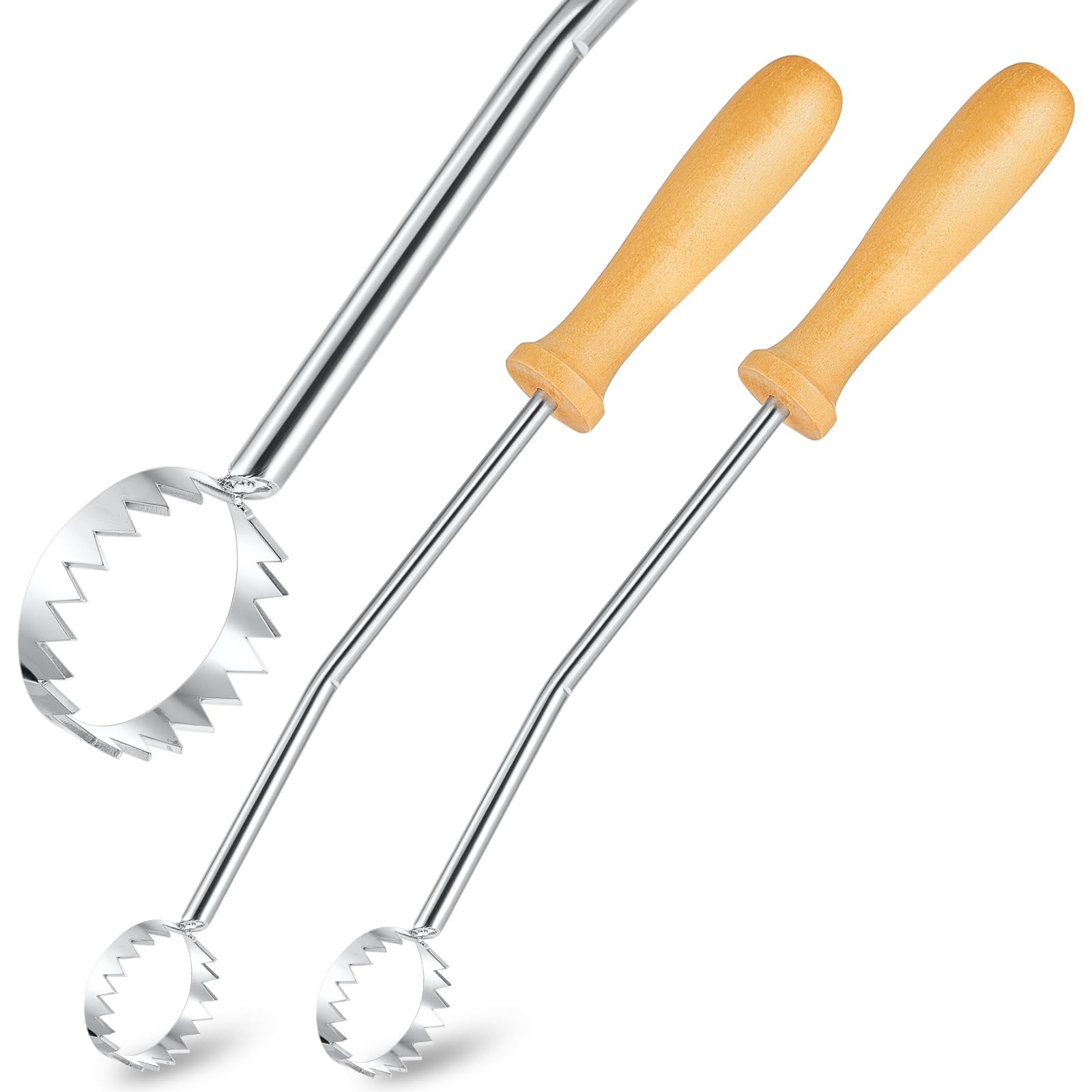 WILLBOND 2 Pcs Stainless Steel Lung Remover with Wooden Handle Chicken Slaughtering Equipment Poultry Processing Equipment Instead of Fingers to Remove Poultry Lungs for Improves Efficiency