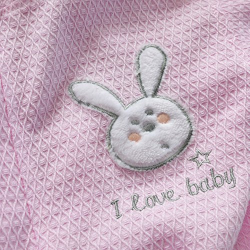 KISBINI 100% Cotton Long Hooded Robes Waffle Knit Bathrobe for Kids Children3