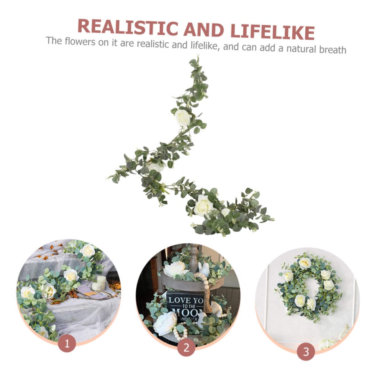 PRETYZOOM 3stücke Künstliche Eukalyptus-blumengirlande Dekorative Hängende Blumenranke Für Hochzeiten - Und Wohnaccessoires Kunstblumen Für Besondere Anlässe