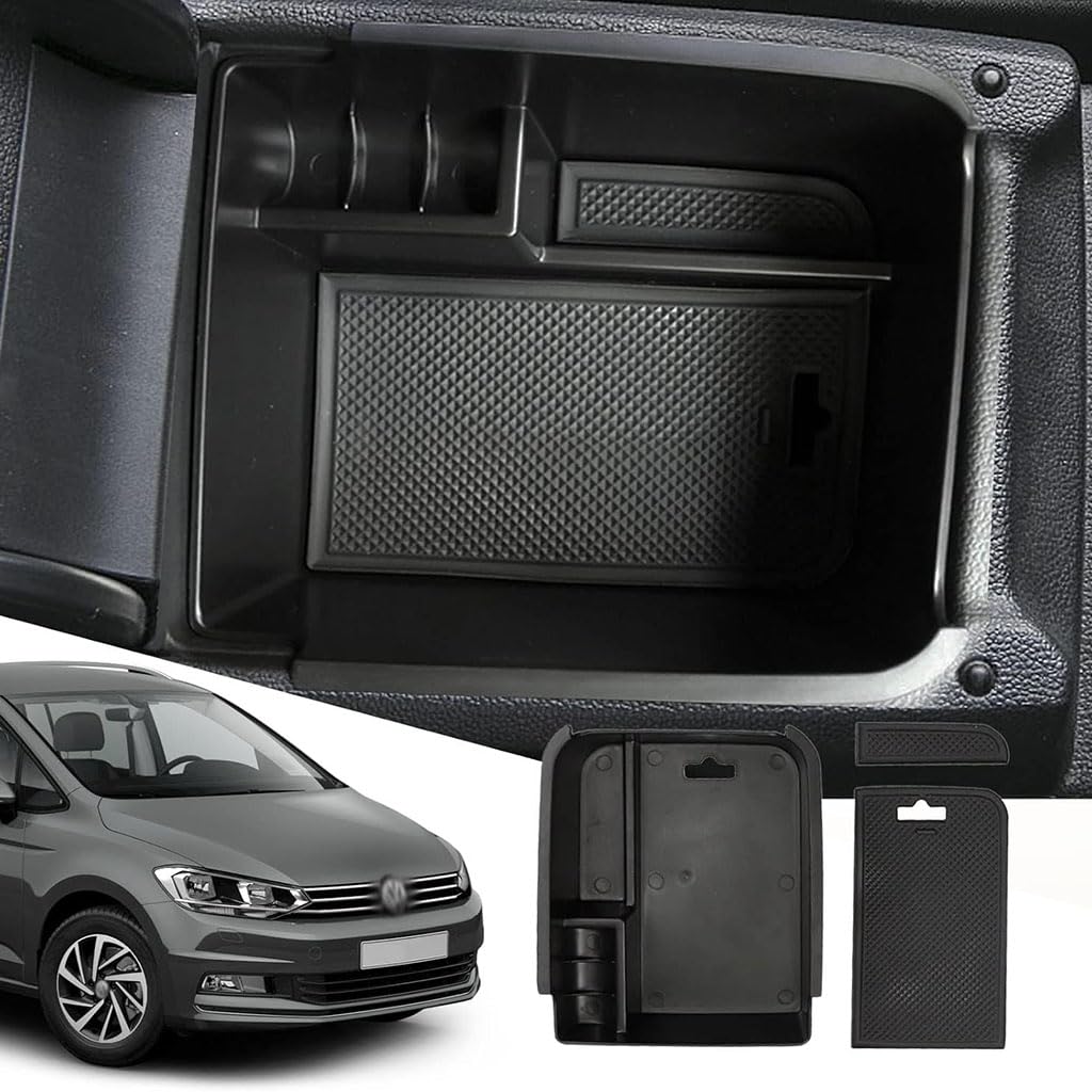 Per Volkswagen VW Polo Scatola braccioli Console centrale con portabicchieri Custodia in pelle o tessuto console bracciolo colore nero  34