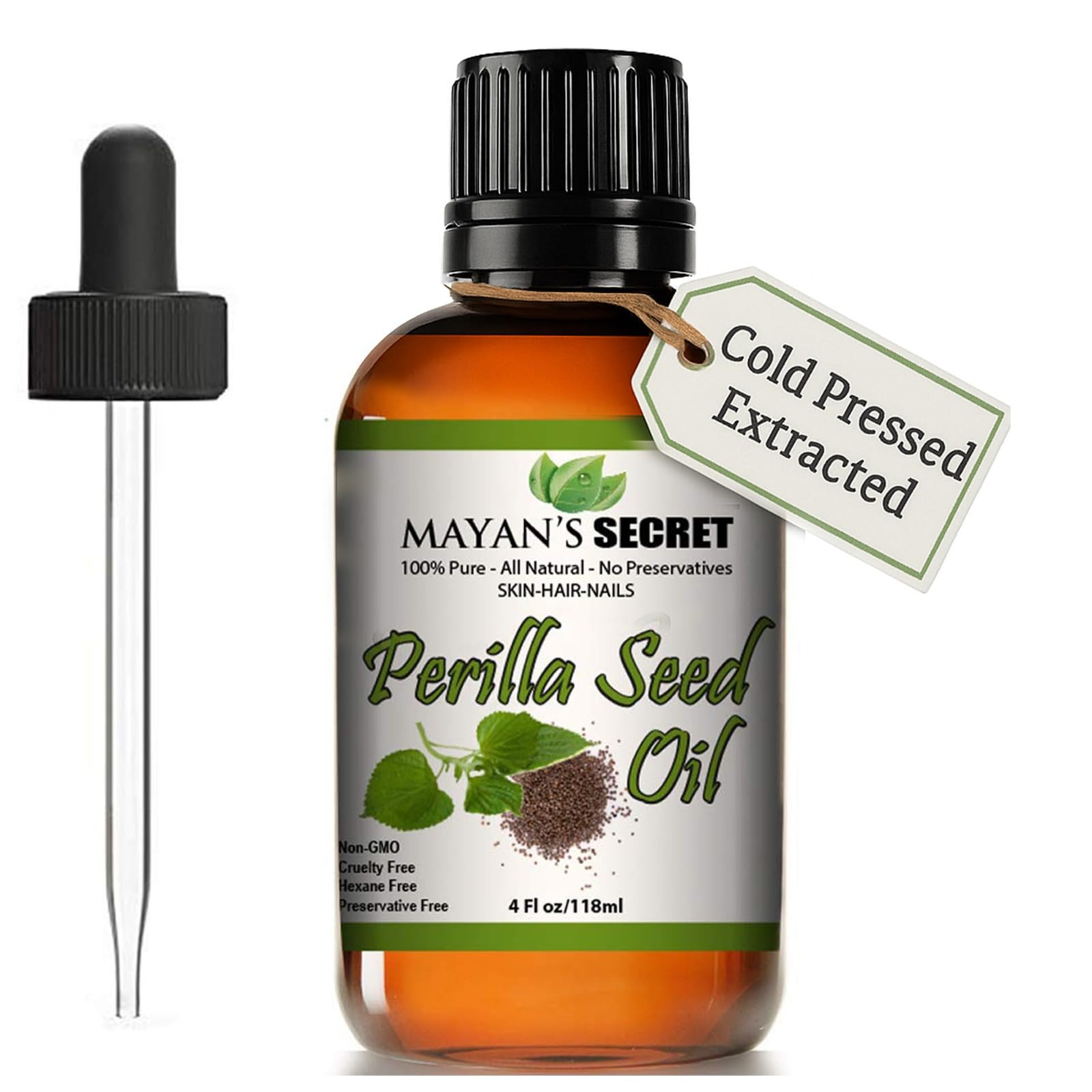 Pure Carrier and Essential Oils for Skin Care, Hair, Body Moisturizer for Face-Anti Aging Skin Care (Perilla Seed Oil, 4 oz)