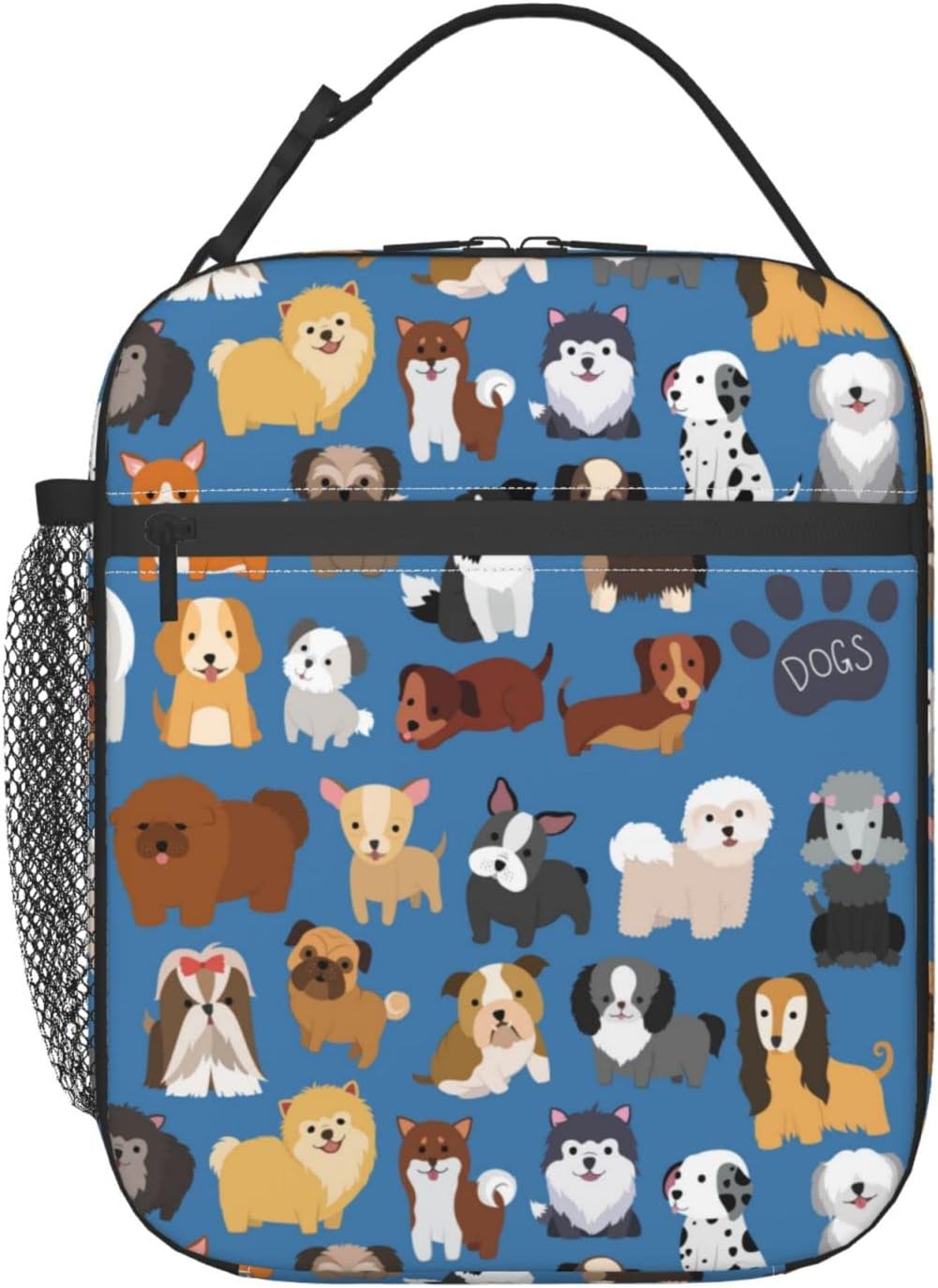 Blue Cute Dogs Lunch Bag Puppy Set Lunch Box Insulated Meal Bag Food Container for School Work Picnic Travel