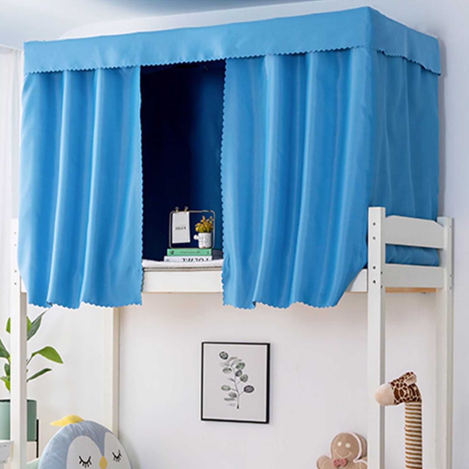 LVYUDS Blackout Bunk Bed Tent 3-Layer Fabric Bunk Bed Curtains Universal for Offices Dust-Proof Loft Bed Curtains Soundproof for Naps(Curtain*2,1.5M_BLUE A)