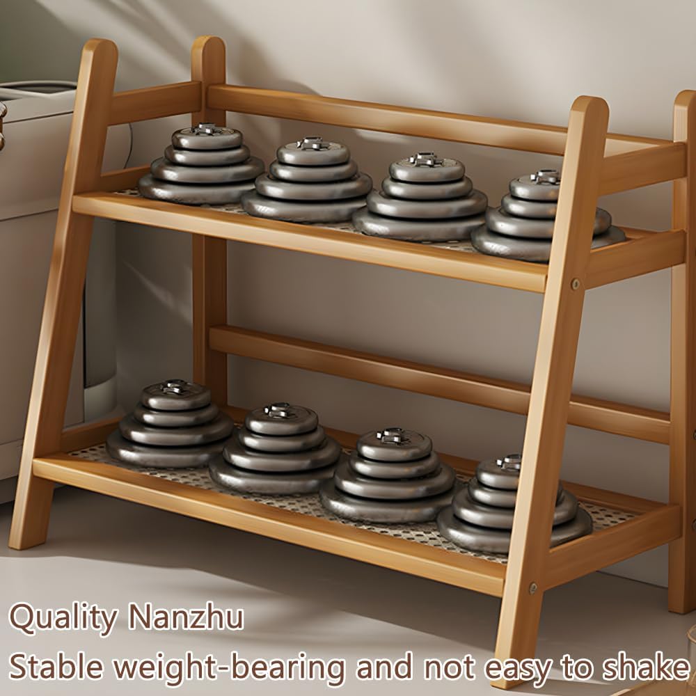 Wicker-Look Coffee Station Organizer, Bamboo Double Layer Desk Organizers