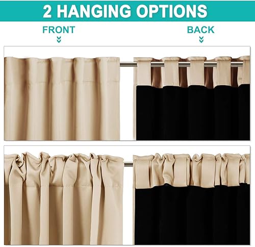 Miniatura 3 de NICETOWN Paneles de cortinas totalmente opacas para dormitorio que reducen el frío, cubiertas de ventana súper gruesas aisladas, cortinas