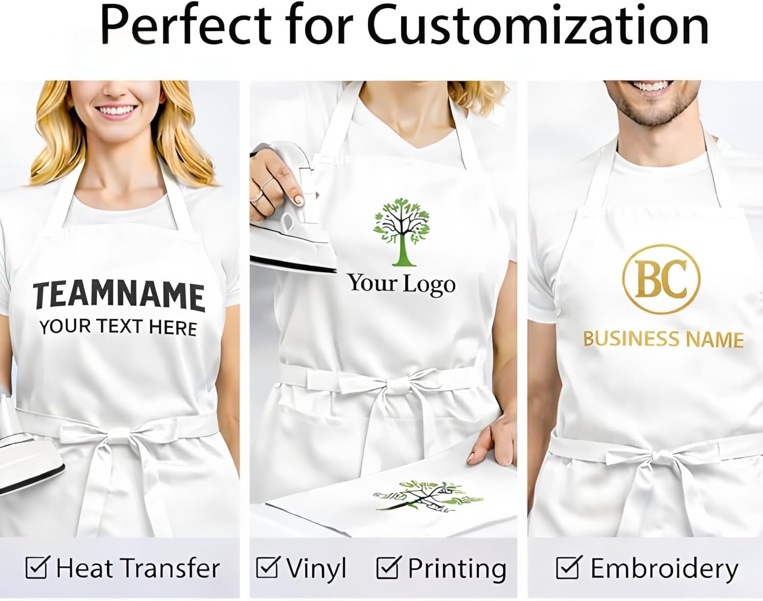 8 Pack Aprons Bulk with Pockets, Unisex Apron with Extra Long Ties for Chef, Cooking Classes, Painting, BBQ