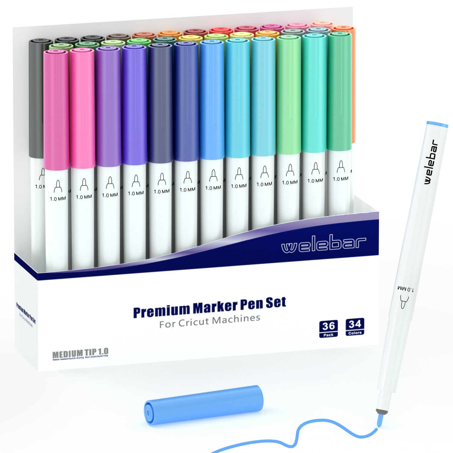 Welebar 1.0 Tip Marker Pen Set For Cricut Maker 3/Maker 4/Explore 3/Explore 4/Air 2