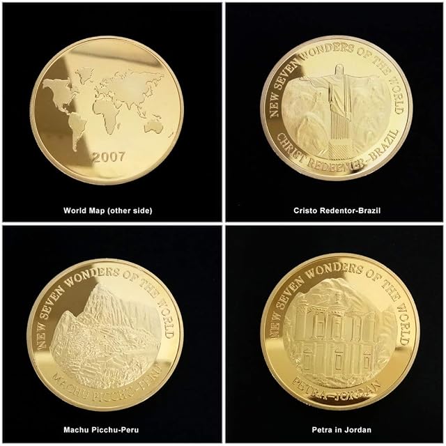 Foto 5 de 6 de Kocreat Siete Maravillas del Mundo Moneda de Oro Conmemorativa Colección de Turismo Moneda Lucky…