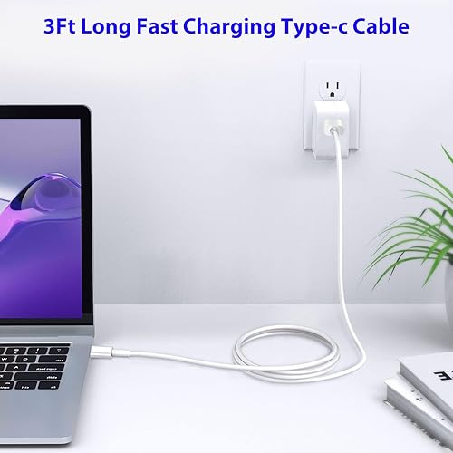 Miniatura 6 de Cable USB C, máximo 20 V 3 A 60 W - Funciona para Samsung Galaxy, iPad Air, iPad Mini, MacBook Pro de 15.4 pulgadas (3 pies, 2 unidades)