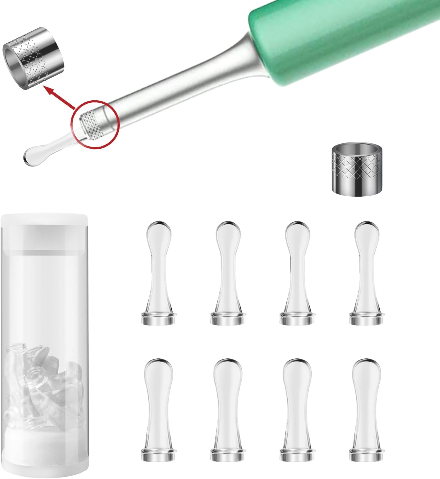 Bebird Replacement Tips for C3 Ear Camera, 8 PCS Ear Wax Removal Tips for Wet/Dry Earwax Cleaning, Bebird Original Replacement Accessories Set Ear Spoon for M9 Pro/X11 Pro/C3/C3 Pro/K10/X17 Pro