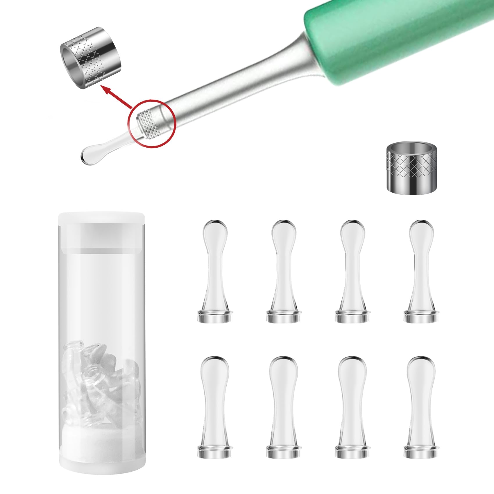 Bebird Replacement Tips for C3 Ear Camera, 8 PCS Ear Wax Removal Tips for Wet/Dry Earwax Cleaning, Bebird Original Replacement Accessories Set Ear Spoon for M9 Pro/X11 Pro/C3/C3 Pro/K10/X17 Pro